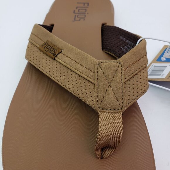 NEW Flojos Mens Size 9 Tan Slip On Cushion Comfort Thong Flip Flop Sandals main image 6